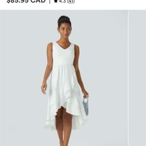 HALARA White High Low Dress